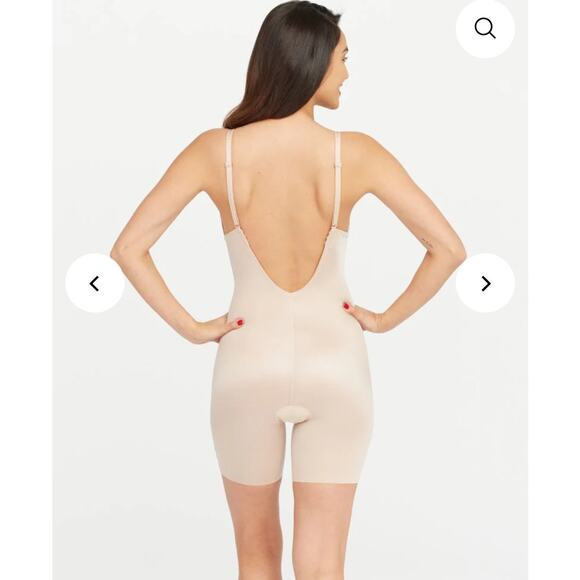 Spanx Suit Your Fancy Plunge Low Back Mid Thigh Bodysuit Shapewear, Small - Picture 2 of 10